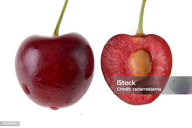 One Full Cherry And A Half Of It Stock Photo - Download Image Now - Berry Fruit, Cherry, Close-up
