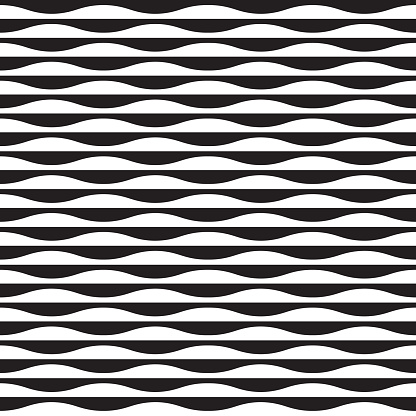 Seamless contrast monochrome vector wave pattern