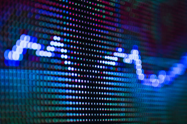 istock stock chart trend line in big LED screen 933922348