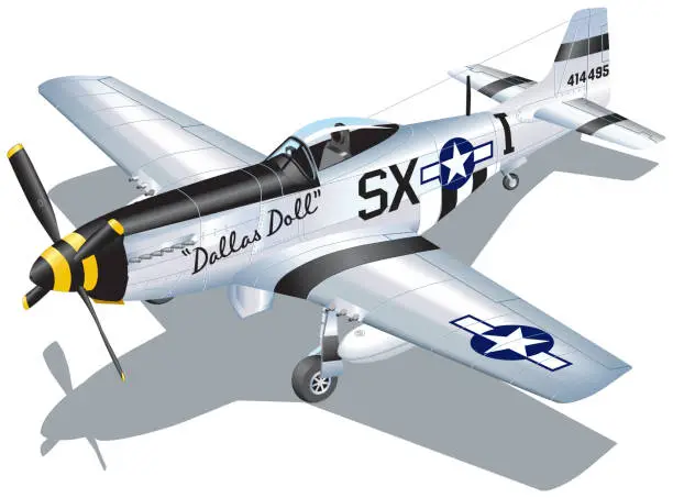 Vector illustration of Detailed Vector Illustration of P-51 Mustang Fighter Plane