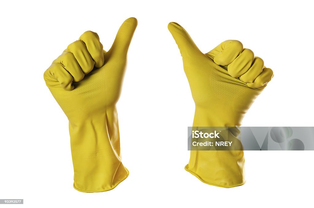 ok segno giallo di guanti di gomma - Foto stock royalty-free di Abbigliamento formale