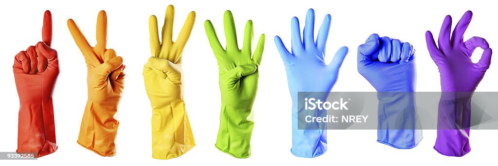 raibow guantes de goma de - Foto de stock de Guantes de protección libre de derechos