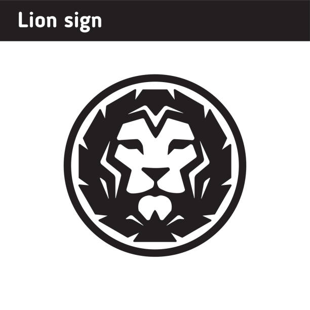 ilustrações, clipart, desenhos animados e ícones de signo de leão na cara, simboliza a força e confiança - tiger roaring danger power