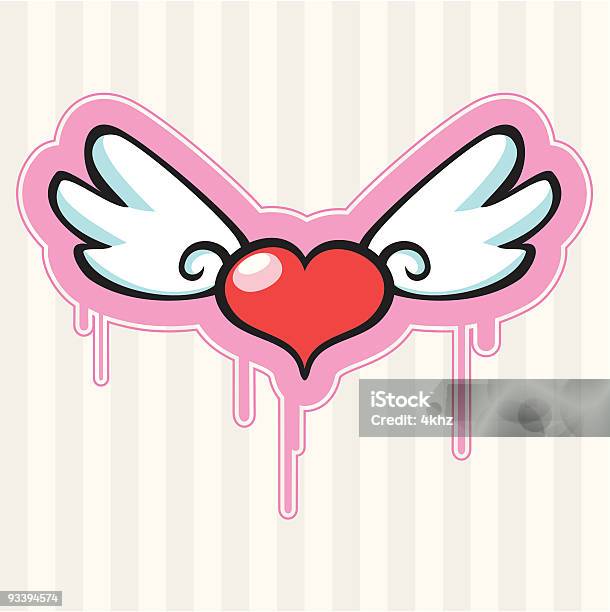 Liebe Herz Mit Engel Flügel Stock Vektor Art und mehr Bilder von Bildhintergrund - Bildhintergrund, Design, Emblem