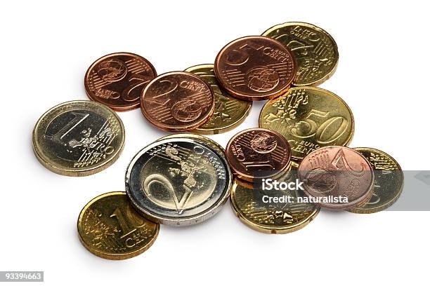 Moedas De Euro - Fotografias de stock e mais imagens de Cinco Cêntimos de Euro - Cinco Cêntimos de Euro, Cinquenta Cêntimos de Euro, Círculo