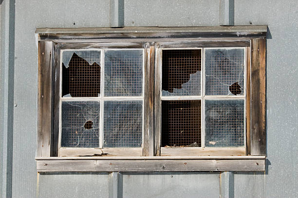 Broken Windows stock photo