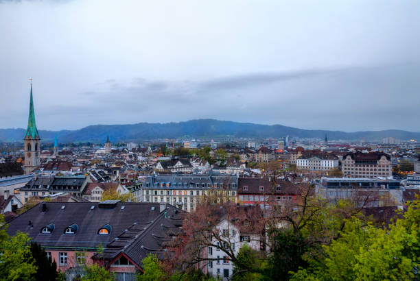 istock Wide angle view of Zurich in springtime 933959764