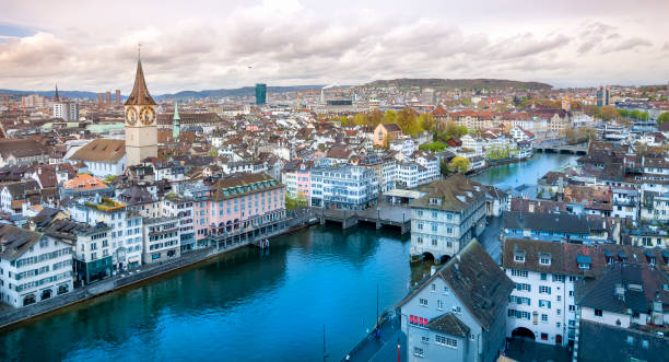 istock Wide angle view of Zurich in springtime 933959772