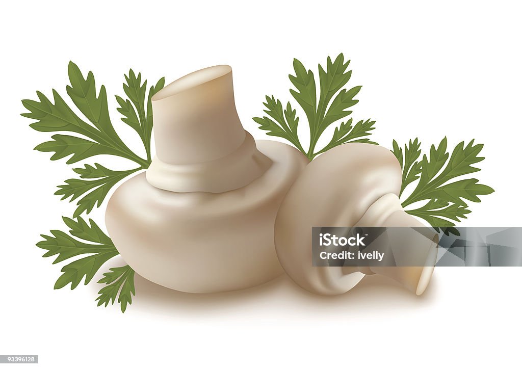 champignon Mushroom owoce z Pietruszka liście - Grafika wektorowa royalty-free (Bez ludzi)