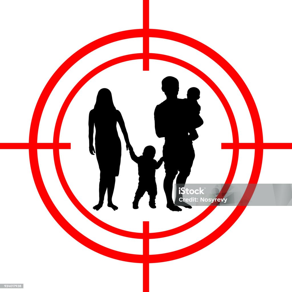 Family under aim. Happiness target Family stock vector