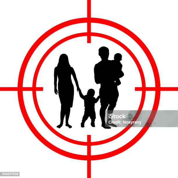Family Under Aim Happiness Target Stock Illustration - Download Image Now - Family, Population Explosion, Violence