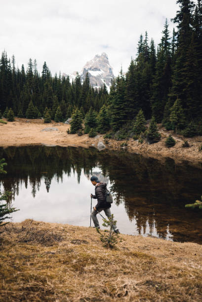 istock A man hikes by a lake in the forest 934025022