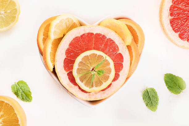Fresh fruits. Mixed citrus fruits.