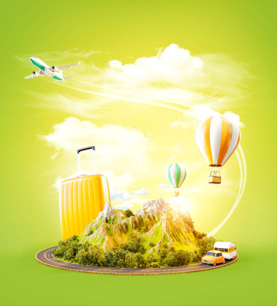 istock Unusual 3d illustration of a mount with the road around. 934027556