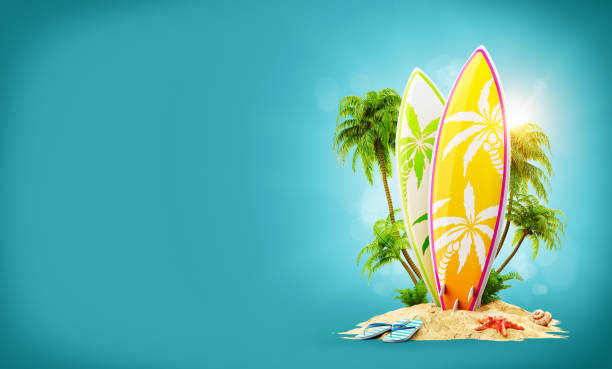 istock Surf boards on paradise island 934027746