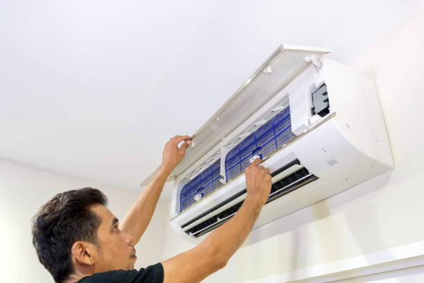 Repairing air conditioner stock photo