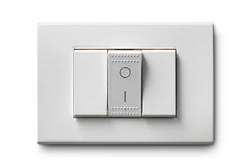 Light switch on white background.