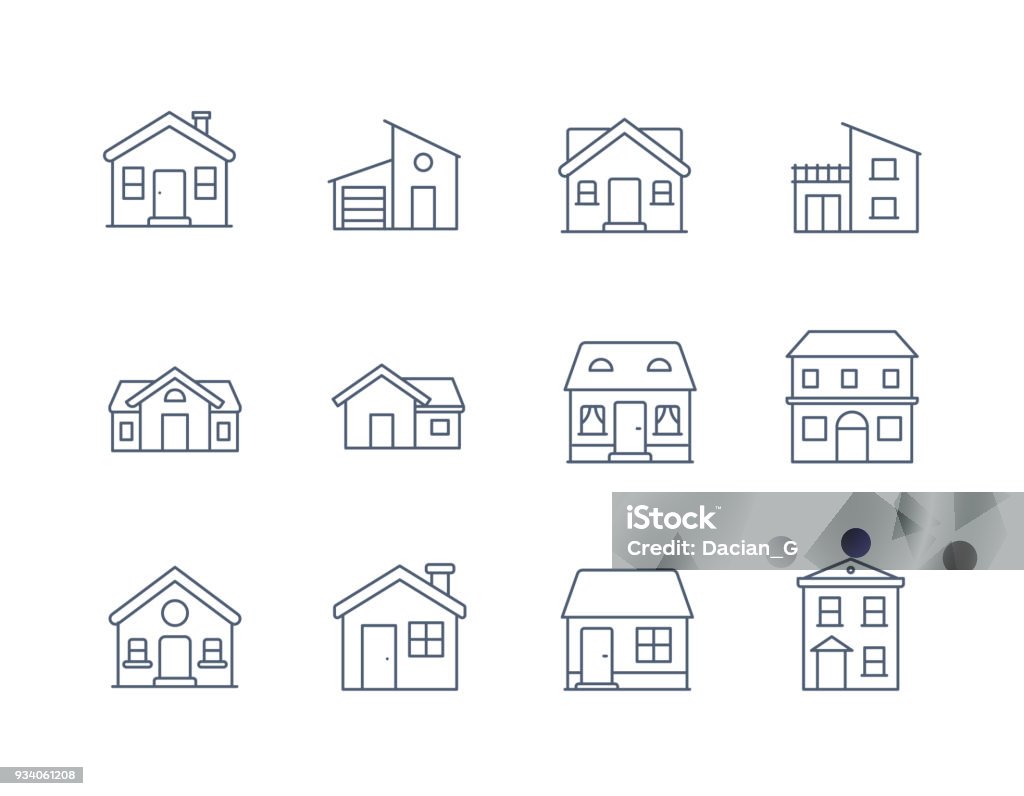 House Line Icon Vector / Home icon / Building  houses - Vector thin line icon House Line Icon Vector / Home icon / Building  houses - Vector thin line icon. eps 10 House stock vector