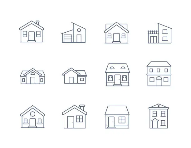 Vector illustration of House Line Icon Vector / Home icon / Building  houses - Vector thin line icon