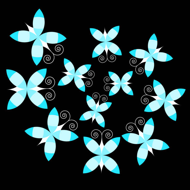 istock Vector card with group of night butterflies on the black background. 934066220
