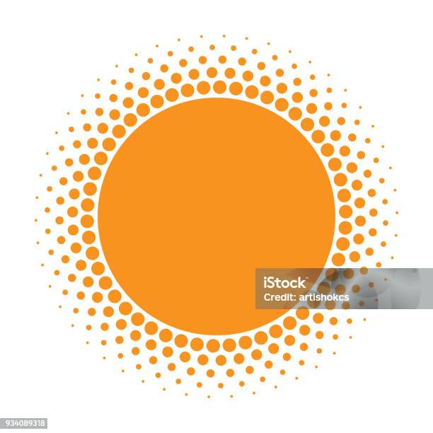 Sun Icon Halftone Orange Circle With Gradient Texture Circles Logo Design Element Vector Illustration Stock Illustration - Download Image Now