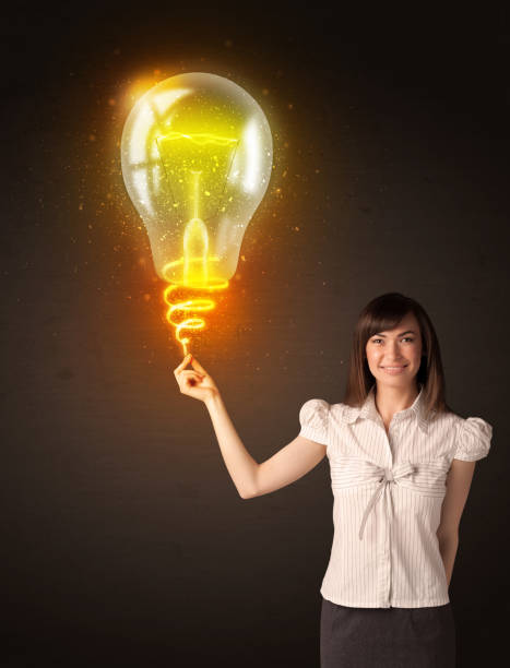 istock Businesswoman with an idea bulb 934092918