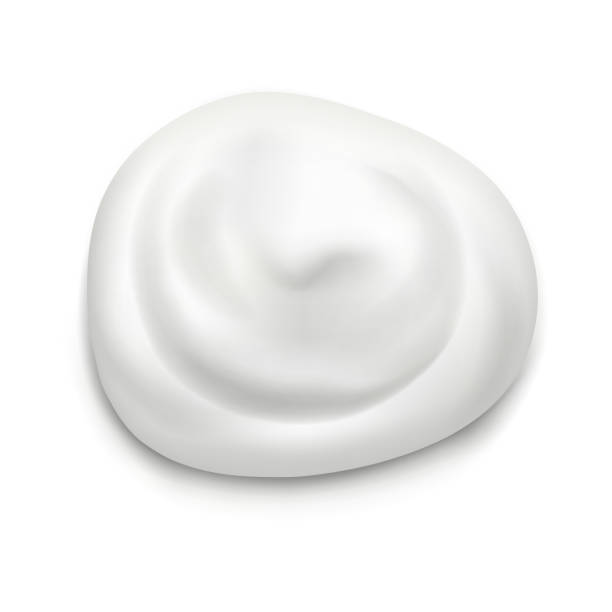 白い背景の上の現実的なクリーム。 - whipped cream点のイラスト素材／クリップアート素材／マンガ素材／アイコン素材