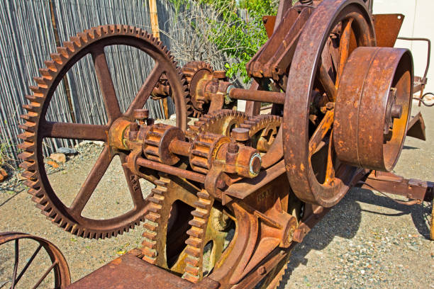 istock Close-up of gears on old machine 934095304