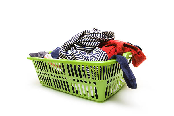 istock Laundry basket and dirty clothing 93409566