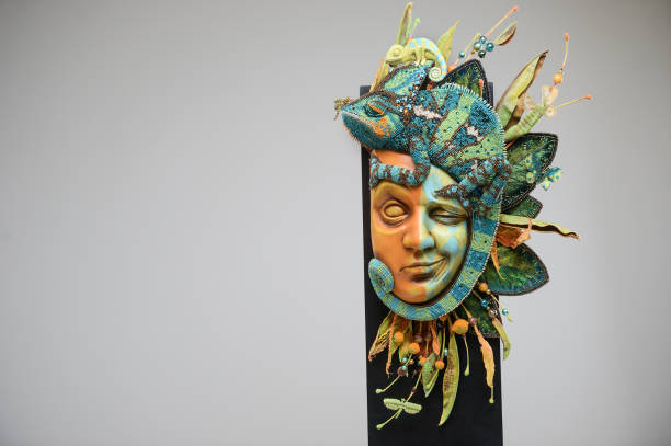 Carnival party. Venetian female mask, masquerade, mardi grass celebration, copy space