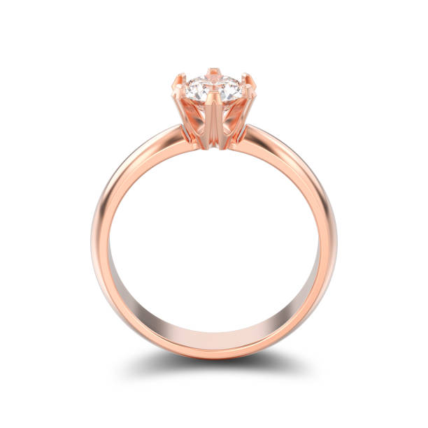 istock 3D illustration isolated rose gold traditional solitaire engagement diamond ring with shadow 934111212
