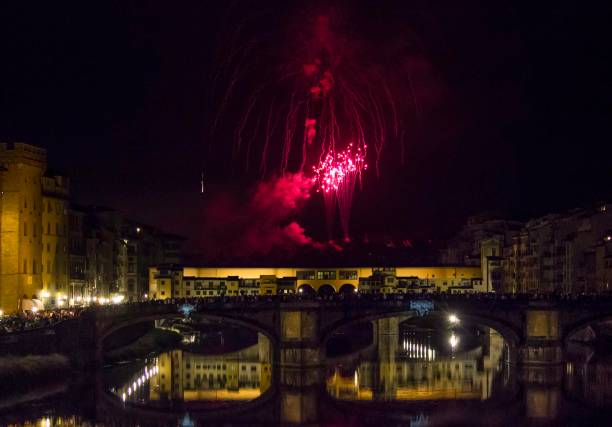 istock Fireworks by the historic Ponte Vecchio bridge in Florence 934114538