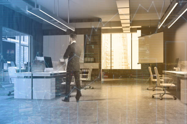 istock Gray wall office, poster and screen toned 934119846