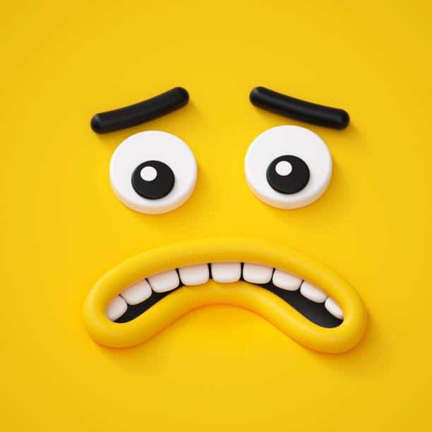 istock 3d render, abstract emotional face icon, scared character illustration, cute cartoon monster, emoji, emoticon, toy 934129058