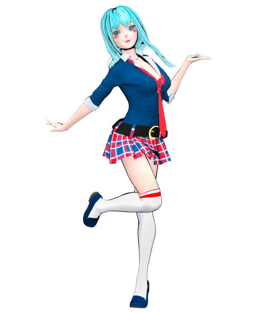 istock 3D japanese anime schoolgirl. 934129798