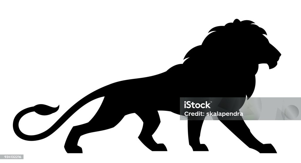 Black lion Black lion on a white background Lion - Feline stock vector