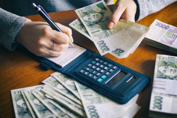 istock Woman counting Czech money 934136026