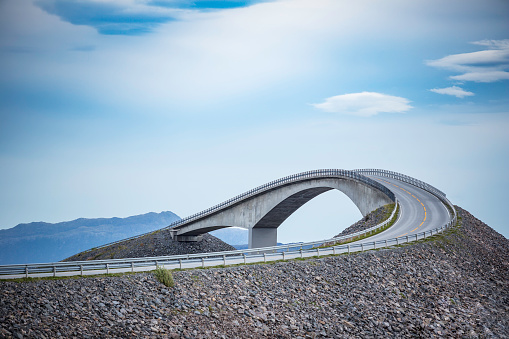Norwegian landscape with famous Atlantic Road bridge