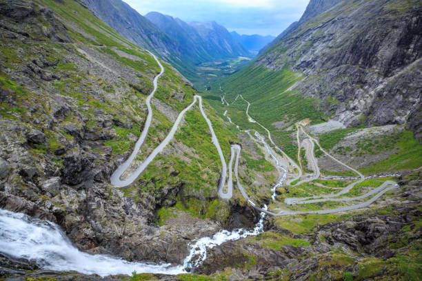 trollstigen Trollstigen (Trolls Path, Trolls Ladder) - mountain road in Norway national road stock pictures, royalty-free photos & images
