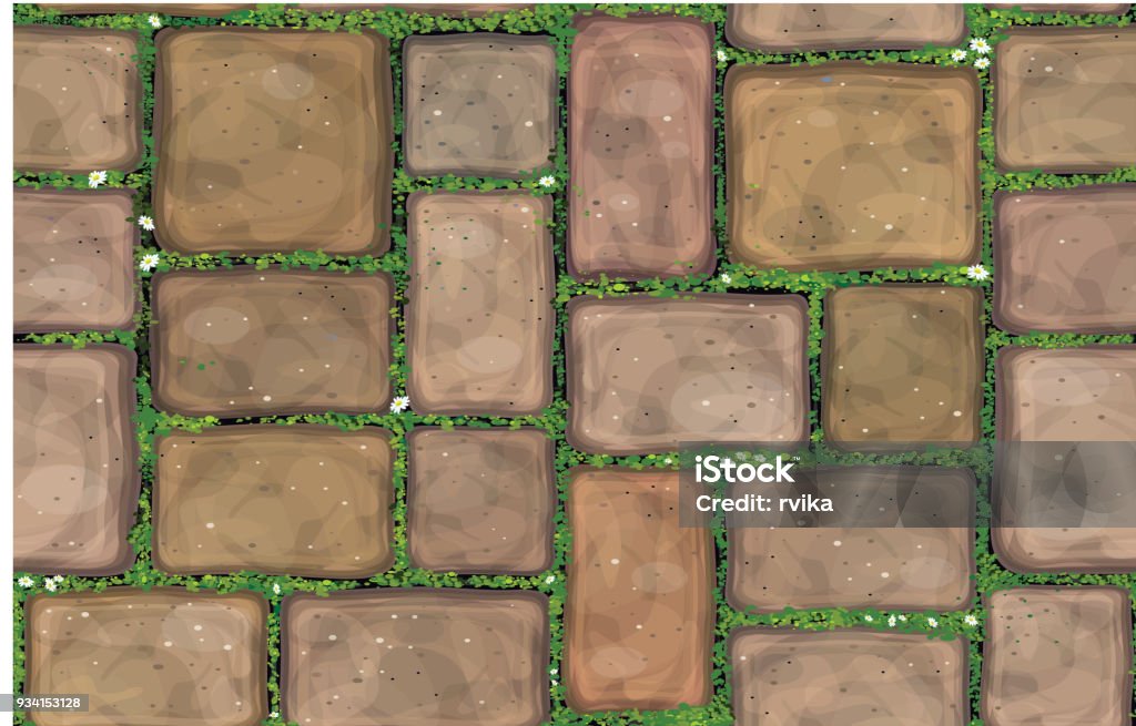 Vector seamless texture brown stones  pavement  covered grass. Vector seamless texture brown stones  pavement. Cobblestone stock vector