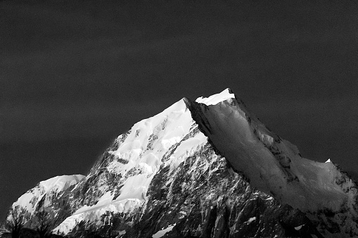Close up of Aoraki / Mount Cook, the highest mountain of New Zealand.