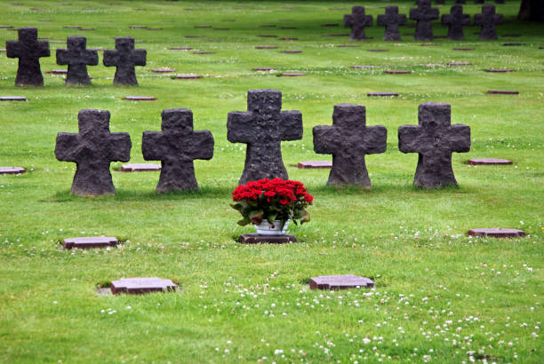 American cemetery at Colleville-sur-Mer with sea in background, France