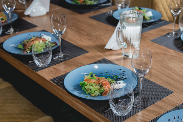 istock delicious salmon salad with egg in a restaurant. small portion 934191464
