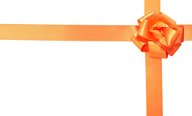 istock Close-up of a white gift with an orange bow background 93419347