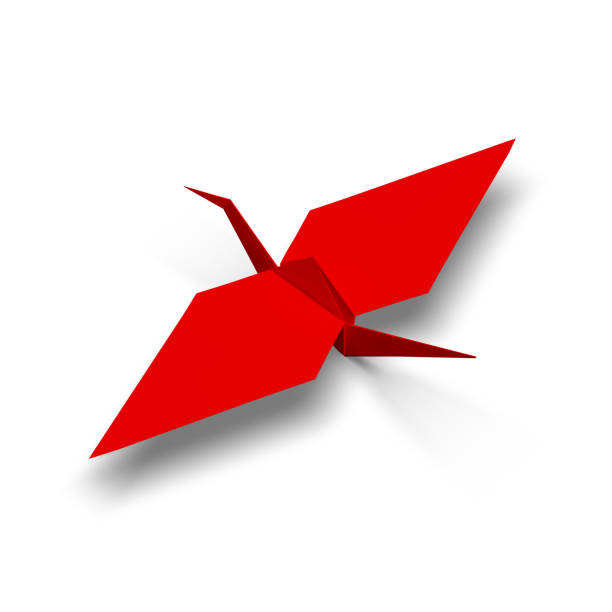 istock Red origami crane 3d illustration render 934193852