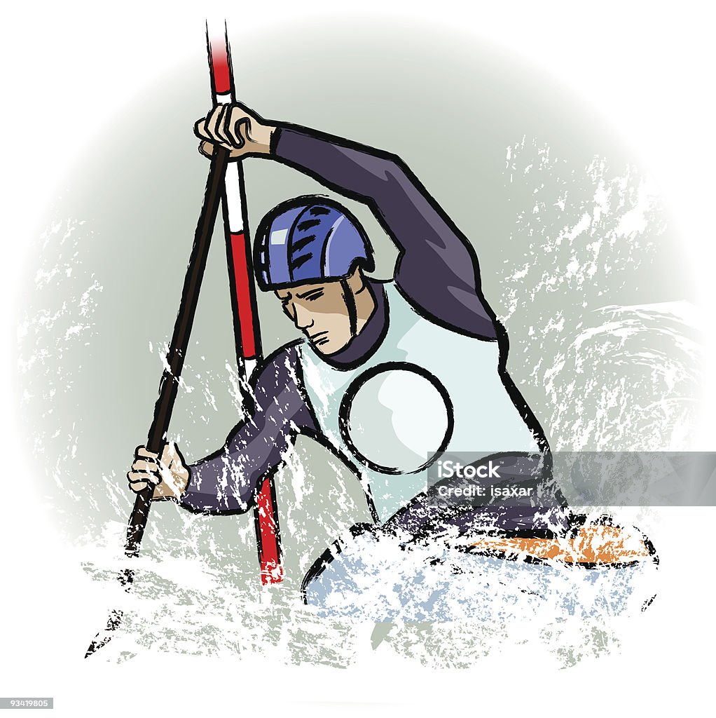 Drawing of a canoe player in dry chalkcharcoal pencil  Activity stock vector