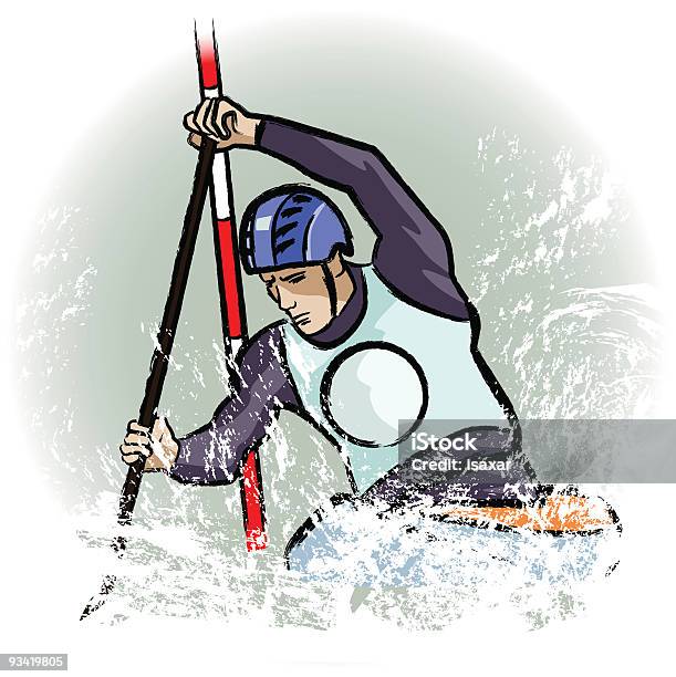 Drawing Of A Canoe Player In Dry Chalkcharcoal Pencil Stock Illustration - Download Image Now
