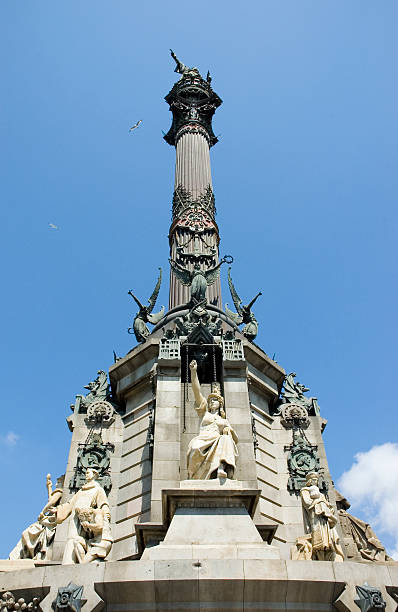 monumento di cristoforo colombo barcellona, spagna - 4681 foto e immagini stock