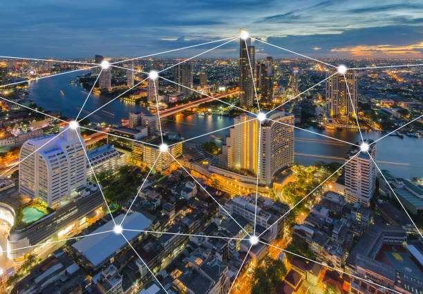 istock Bangkok night cityscape with modern buildings 934202990