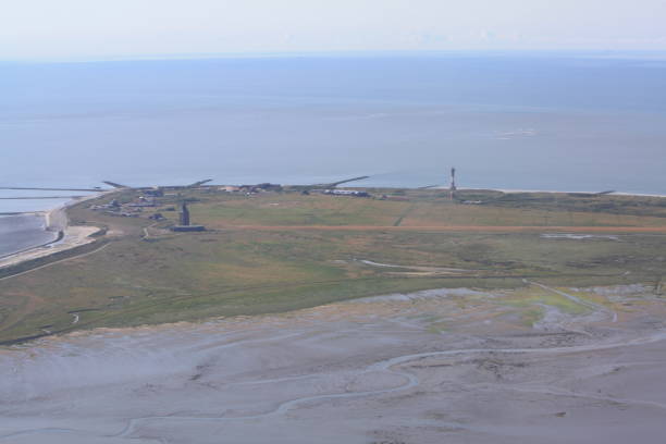 The western end of the North Sea island of Wangerooge can be seen from a bird's eye view.